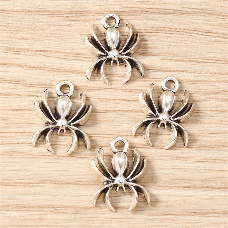 30 Stück 13x17mm Niedliche Spinnen-Anhänger aus Legierung für Schmuckherstellung, Halsketten, Ohrringe, Armbänder, DIY-Bastelzubehör – Detail 4