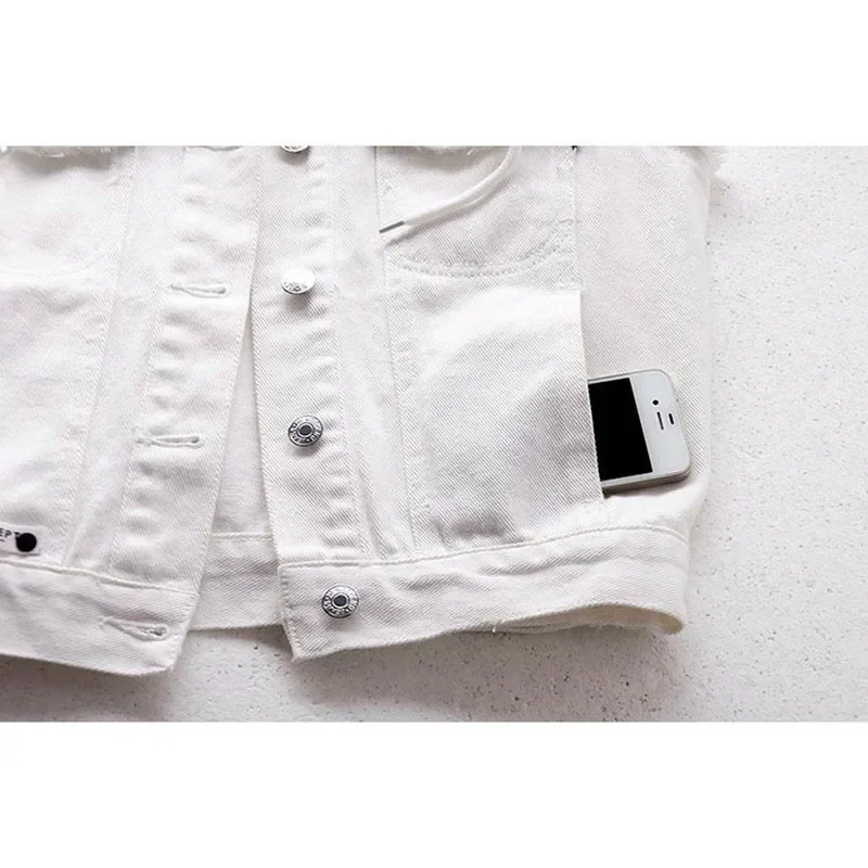 

Removable Hooded Big Pocket White Denim Vest Women Waistcoat Slim Short Burrs Cowboy Sleeveless Jacket Casual Jeans Vests Female