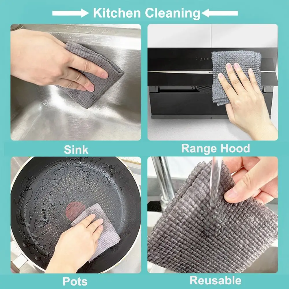 20PCS/Roll Absorbent Cleaning Cloths Towel Reusable Replacement Non-stick Oil Dish Rags Home Cleaning Towels Cleaning Wipe