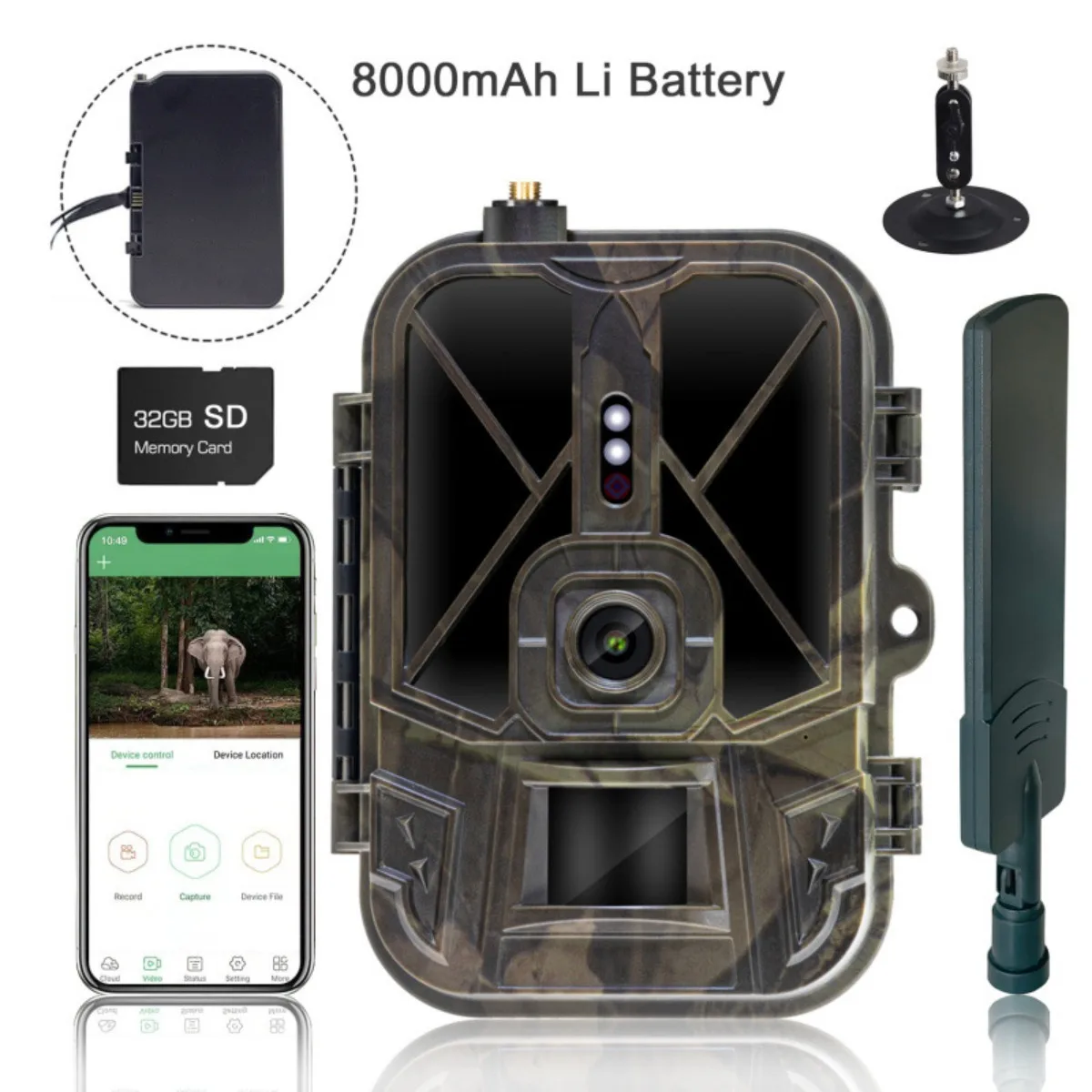 120MP 4G Outdoor Tracking Hunting Camera APP Control 4K Live Video Stream Cloud Service FTP SMTP 8000mAh Battery HC-940Pro-Li