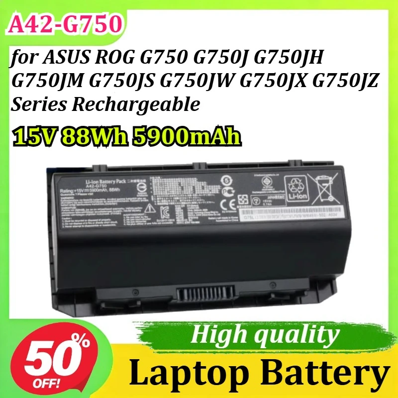

A42-G750 Laptop Battery15V 88Wh 5900mAh for ASUS ROG G750 G750J G750JH G750JM G750JS G750JW G750JX G750JZ Series Rechargeable