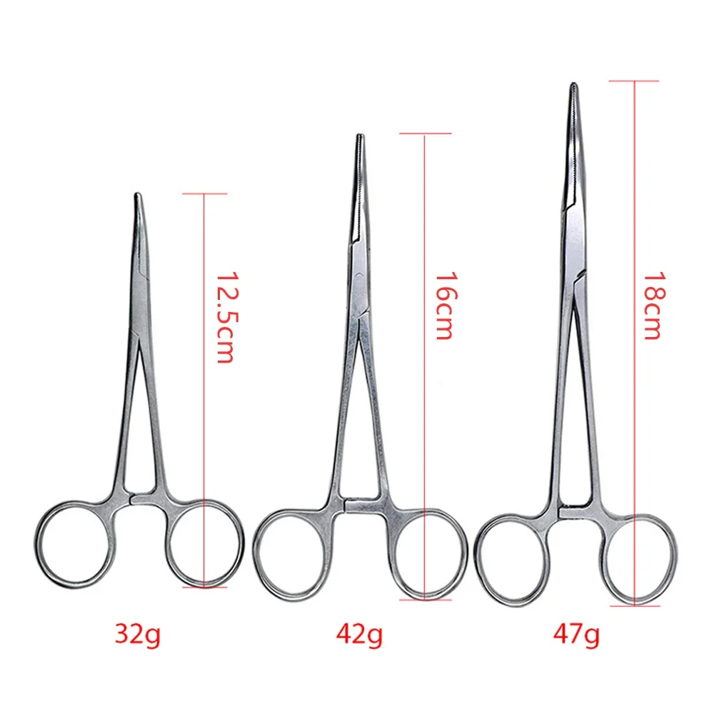 Pince multifonctionnelle en acier inoxydable, pince incurvée, pince droite, pince hémostatique, pince à cheveux, outils à main, 12.5 cm, 16 cm, 18cm