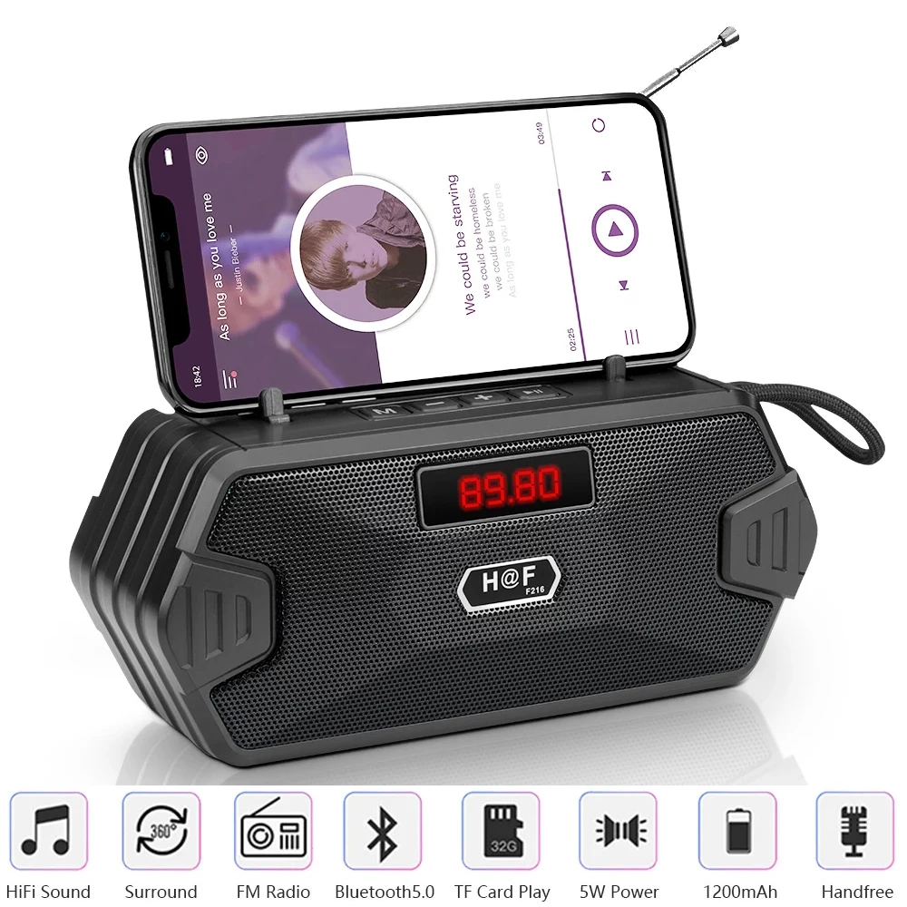 باس Hifi في الهواء الطلق المحمولة Aux سماعة لاسلكية تعمل بالبلوتوث المتكلم راديو FM استقبال صندوق صوت الموسيقى مضخم الصوت Mp3 Altavoces Bocina الصوت