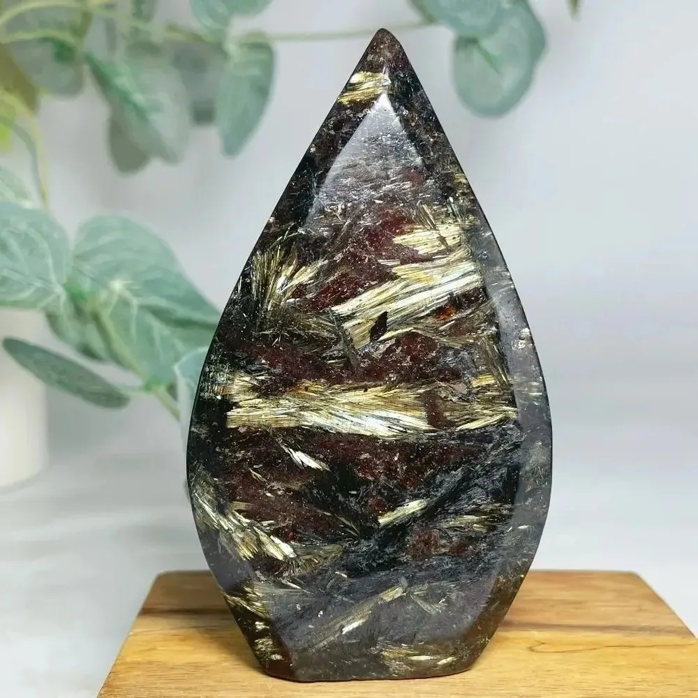 Large Blue Astrophyllite Palm Stone, Natural Raw Healing Crystal, Reiki Meditation Worry Pebble, Feng Shui Spiritual