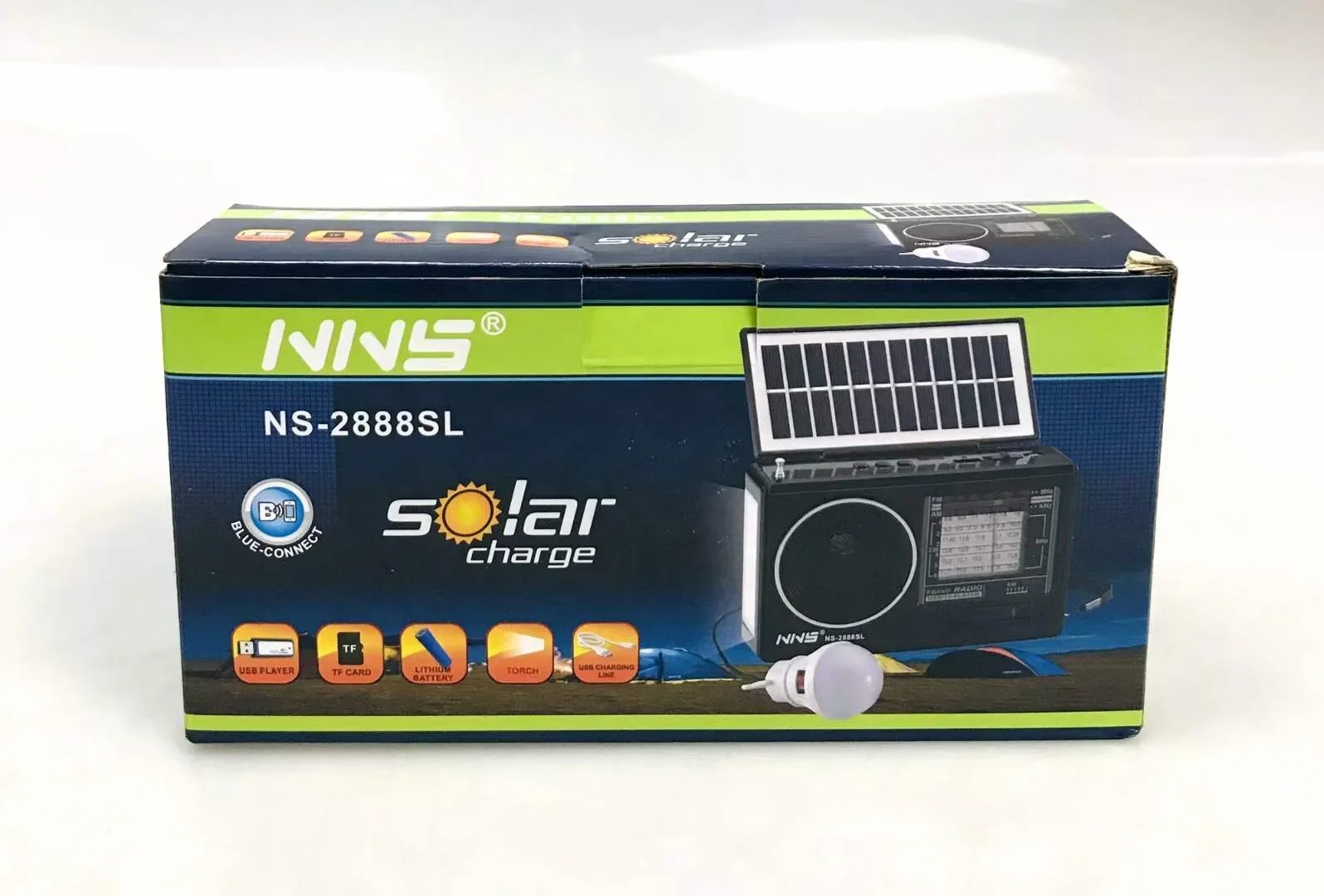 NNS 2888SL FM AM SW Radio z możliwością ładowania Bezprzewodowy głośnik z USB SD TF Odtwarzacz Mp3 z energią słoneczną i światłem