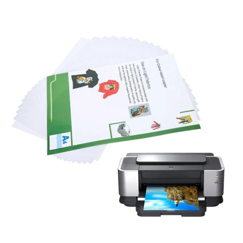 5Pcs New A4 Heat Transfer Paper No Cut Hollow Printing Laser Iron On Paper T-Shirt Printing Paper for Light Fabrics