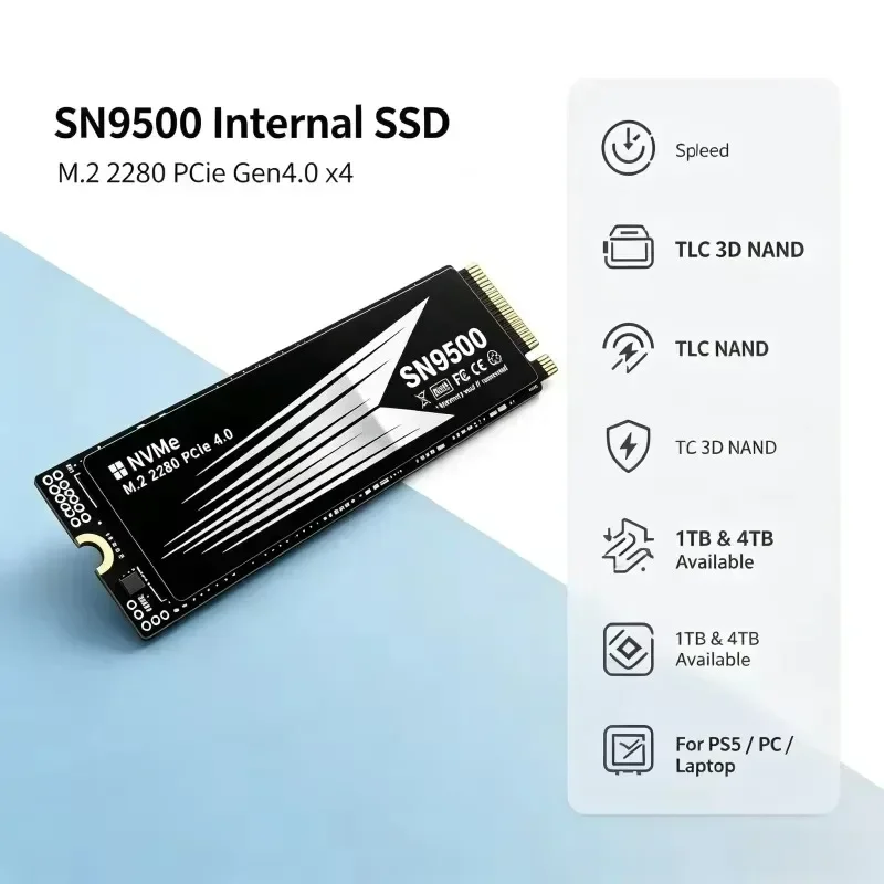 Gaming Drive SN9500 M.2 NVMe Internal SSD PCIe 4.0 High Speed Solid State Drive Works for PS5 Laptop PC Hard Disk
