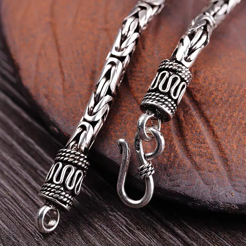 Guochao Jewelry National Style Six Character Words of Truth Peace Pattern Necklace Men's Retro Guochao Personality Chain