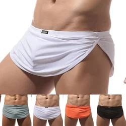 Men's Solid Shorts Skirt Towel Sweat Underpant Homewear Sexy Pajama Sports Vintage Sleepwear Lounge Panties