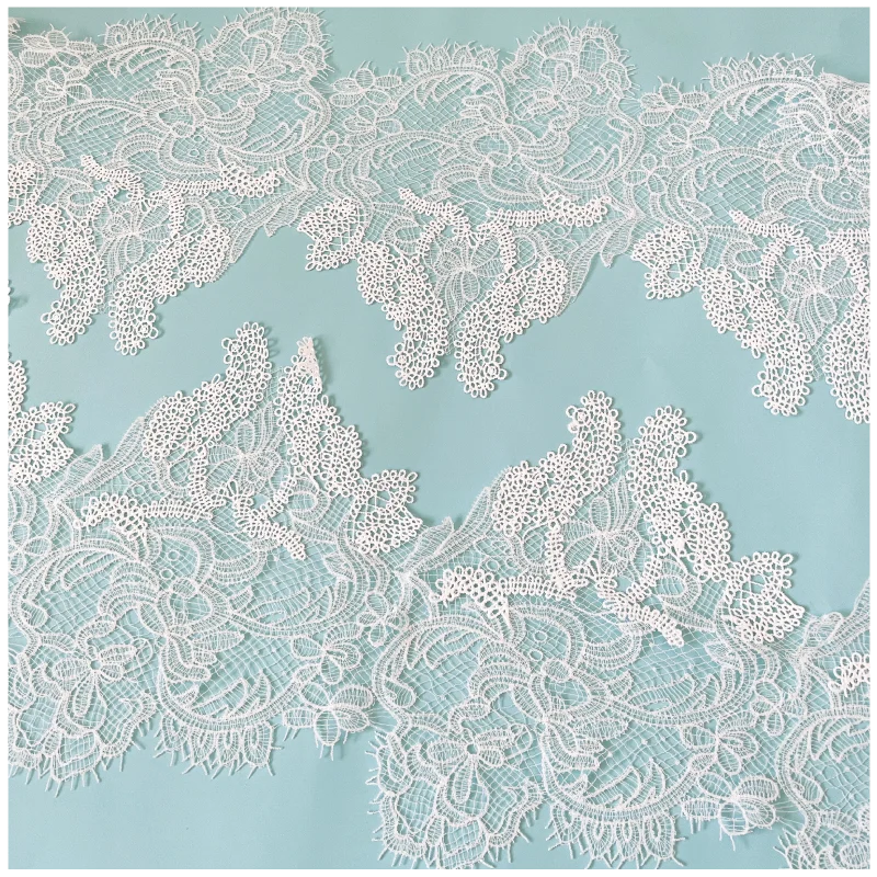 18m Eyelash Milk Silk Wide Lace Trim With Hollow Fish Silk For Wedding Dresses Veils Home Textile Decor Clothing Accessories Set - view 5