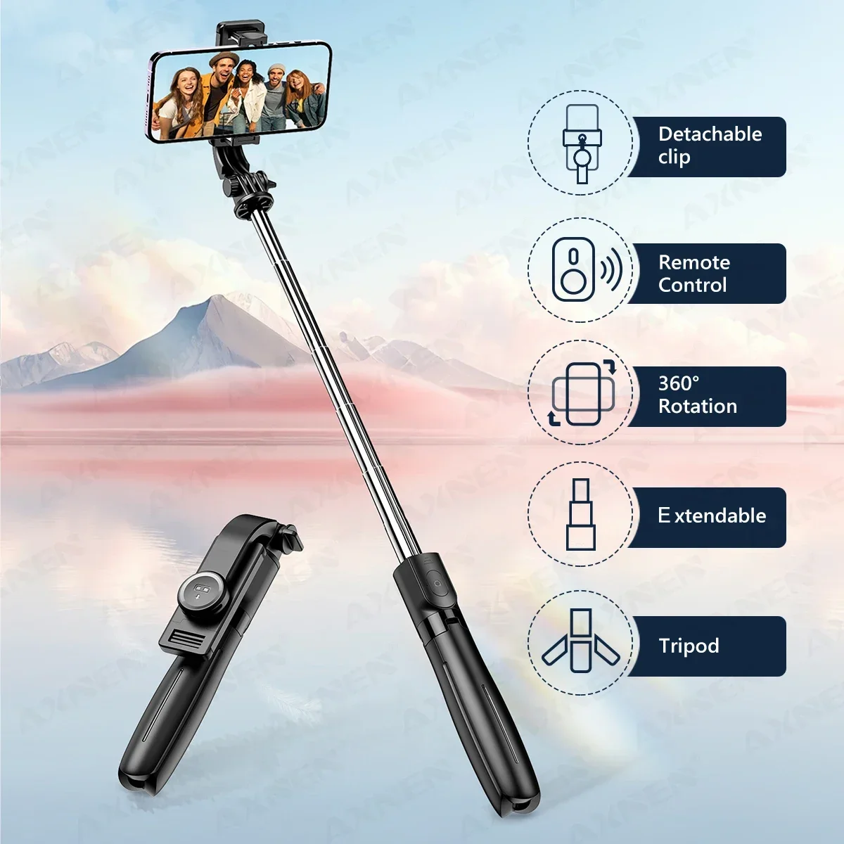 

2024 L21 Selfie Stick Tripod Stand for Cell Phone Holder Pole with 5-section Extension Rod Monopod for Gopro Action Camera Vlog