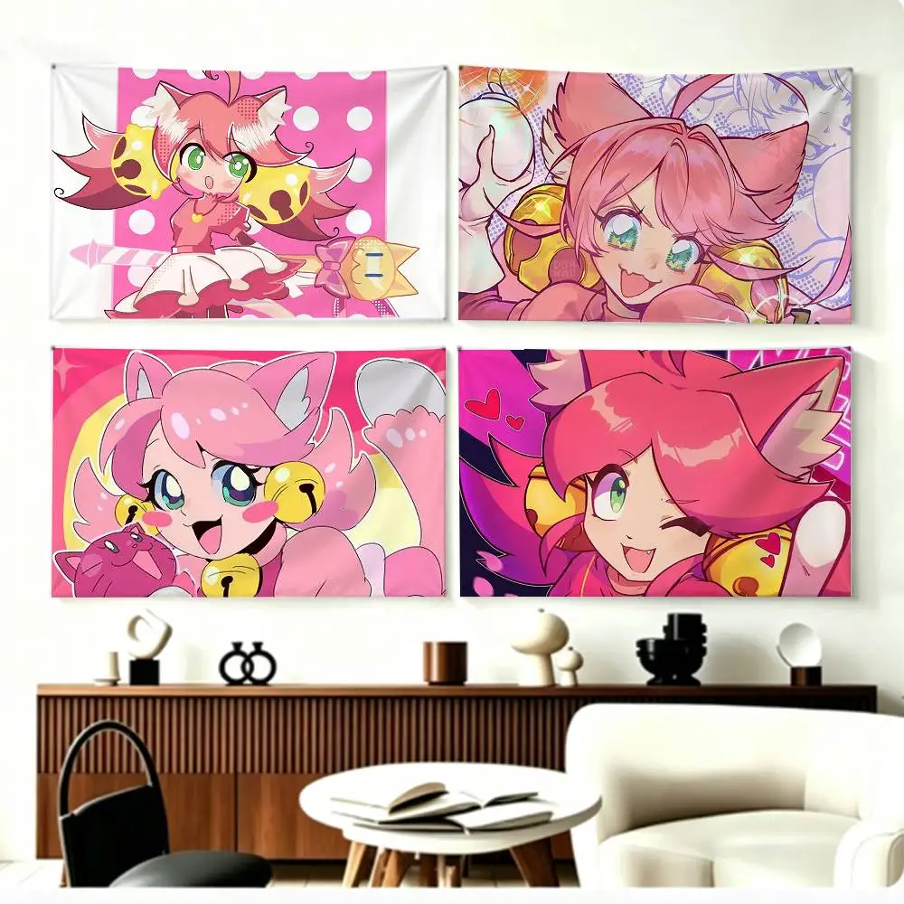 mew mew P-PINK Deltarune Flags Wall Hanging Background Art Banner for Bedroom Home Outdoor Decor