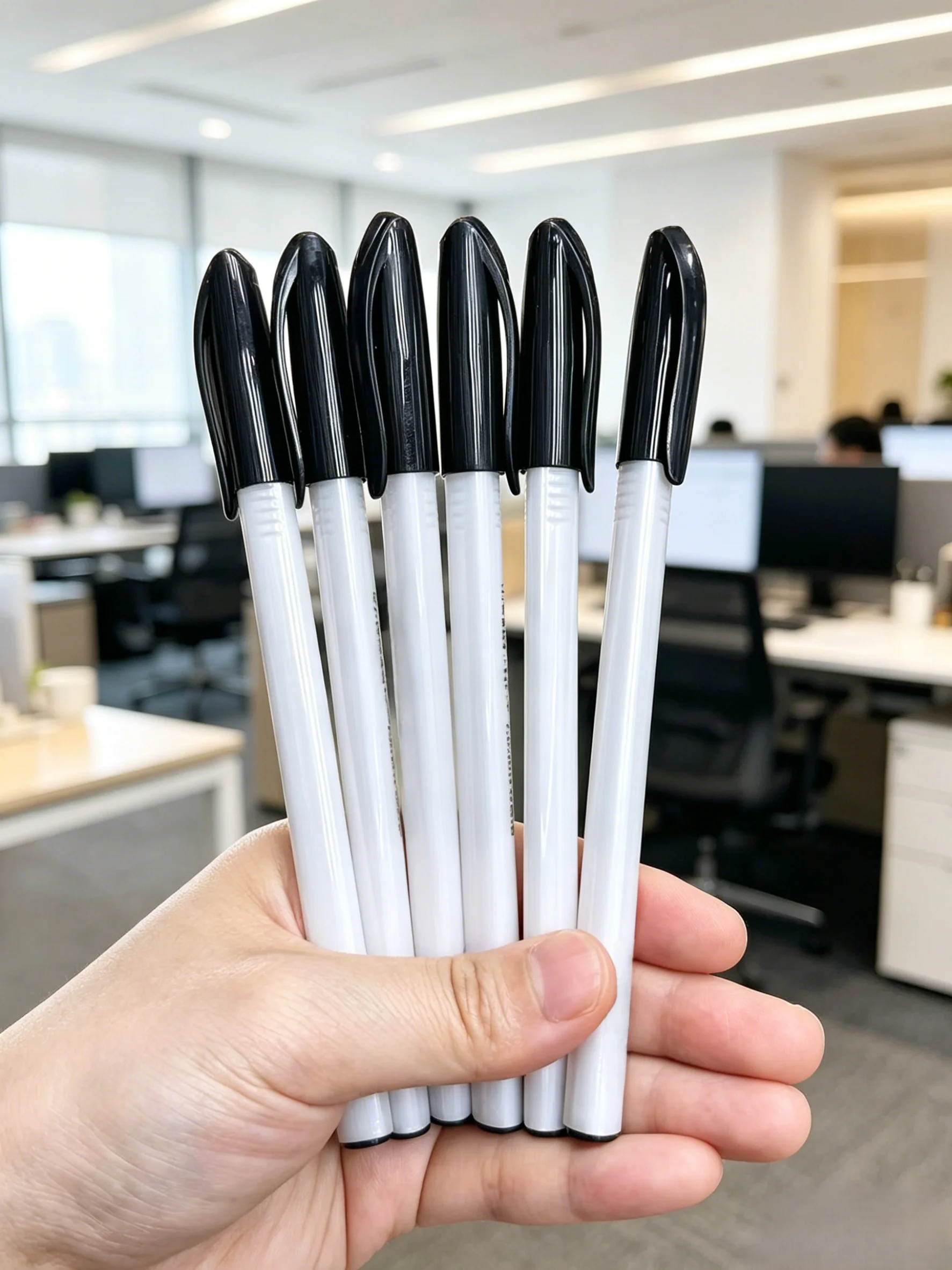 

6pcs Black Balloint Pen Set, Office Stationery Supplies