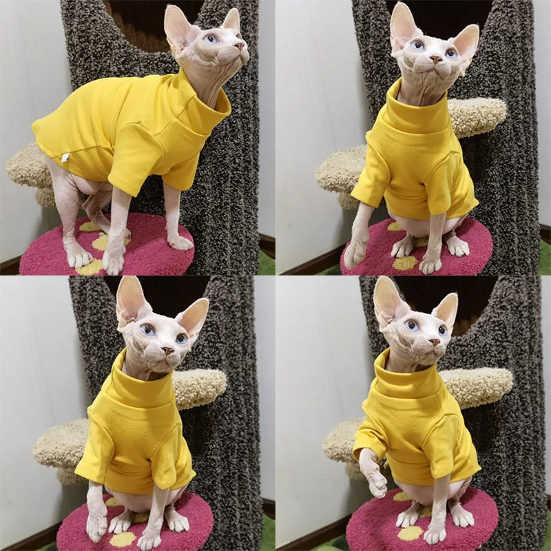 Sphynx Cat Clothes Sphynx Turtleneck Hairless Kitten Jacket Winter Warm Cats Sweater Pet Outfits Chihuahua Costumes Dog Jumpsuit