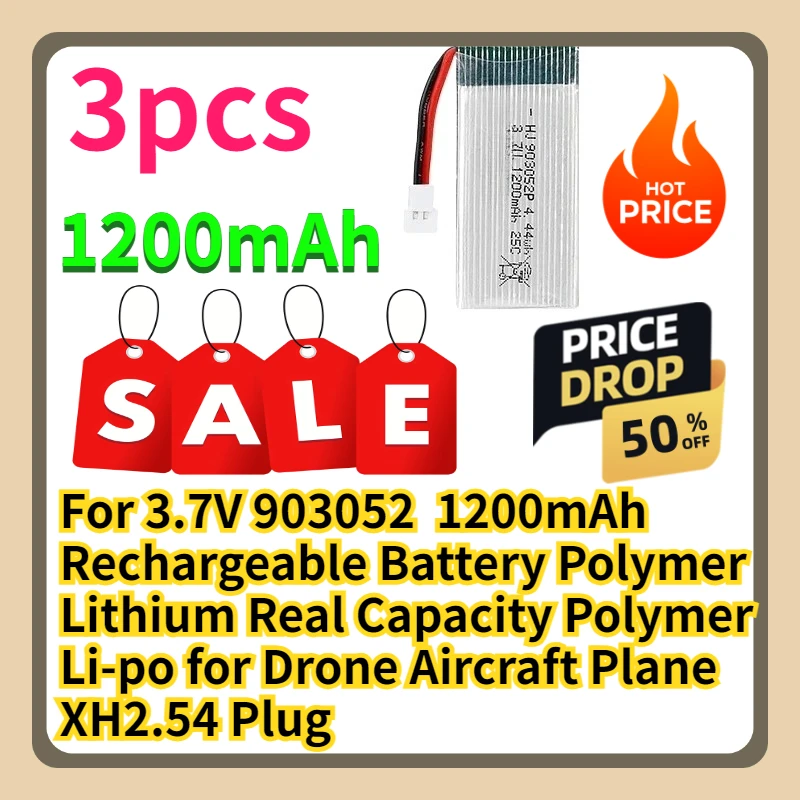 

Для 3,7 В 903052 1200 мАч аккумуляторная батарея полимерная литиевая реальная емкость полимерная литий-полимерная батарея для дрона самолета XH2.554 вилка