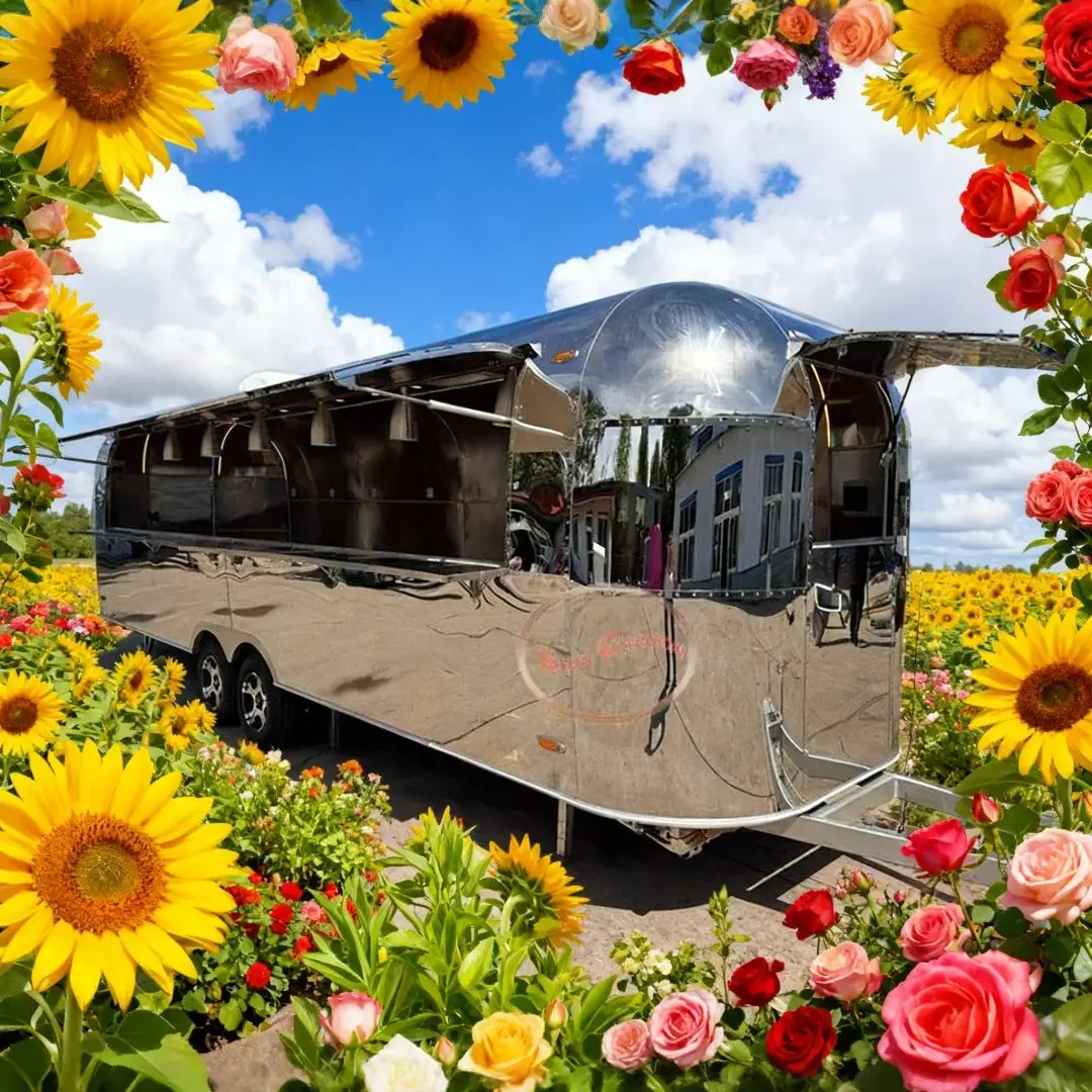 

Industrial Style Outdoor Food Trailer with Open Selling Window Retro And Avant-Garde Mobile Dining Car for Outdoor Use