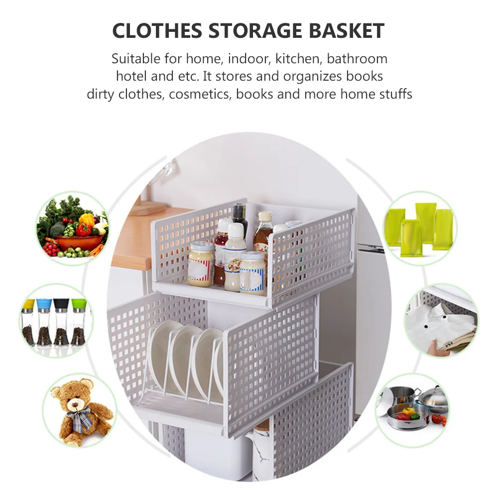 

Plastic Clothes Storage Basket Stackable Closet Organizer Large Capacity for Jeans T-Shirt Pants Multi-Purpose Storage Holder