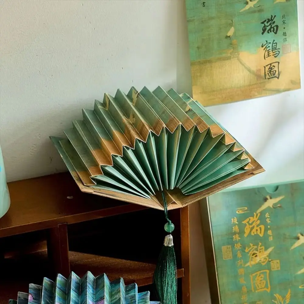 3D Stereoscopic DIY Book Lamp Fan Shaped Ancient Style Folding Night Light Simulation with Tassels Art Book Light Material Kit