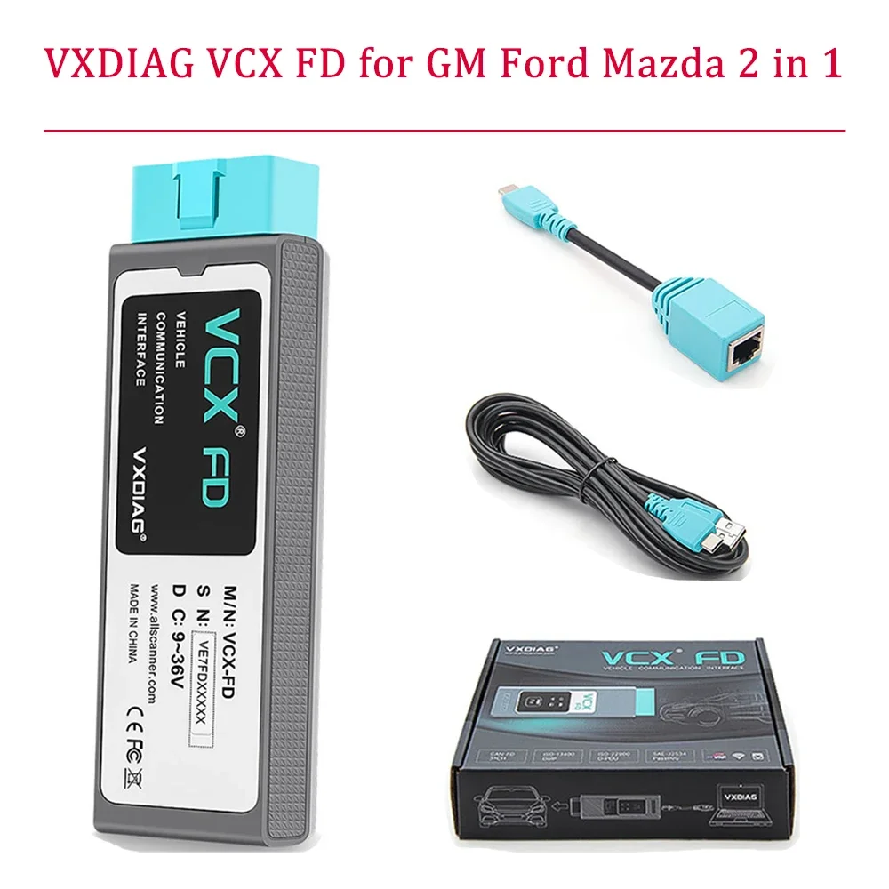 VXDIAG VCX CAN FD for Ford Mazda GM 2 in 1 All System Diagnostic Tool Support CAN FD DoIP OBD II Functions