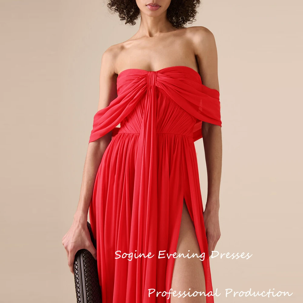 Abiti da ballo in chiffon traspirante con spalle scoperte فساتmaveraAbiti da festa lunghi fino al pavimento con spacco alto Abito da sera lungo a sirena