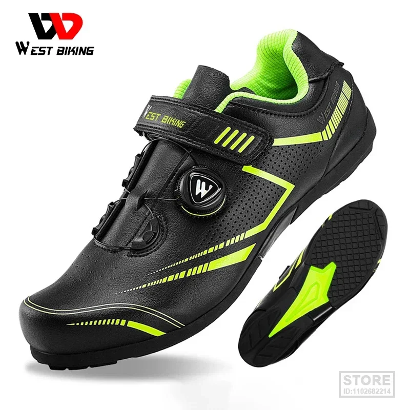 

WEST BIKING MTB Cycling Sneaker Adjustable Rotating Lacing Device Flat Pedal Bicycle Shoe Professional Outdoor Sports Golf Shoes