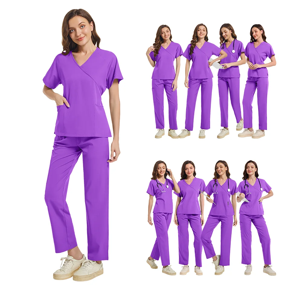 ขายร้อนพยาบาลชุดขัดผู้หญิงต่อต้านริ้วรอยล้างทําความสะอาดได้นุ่มชุดโรงพยาบาล Medical Scrubs ผู้หญิงขัดชุดอุปกรณ์การแพทย์