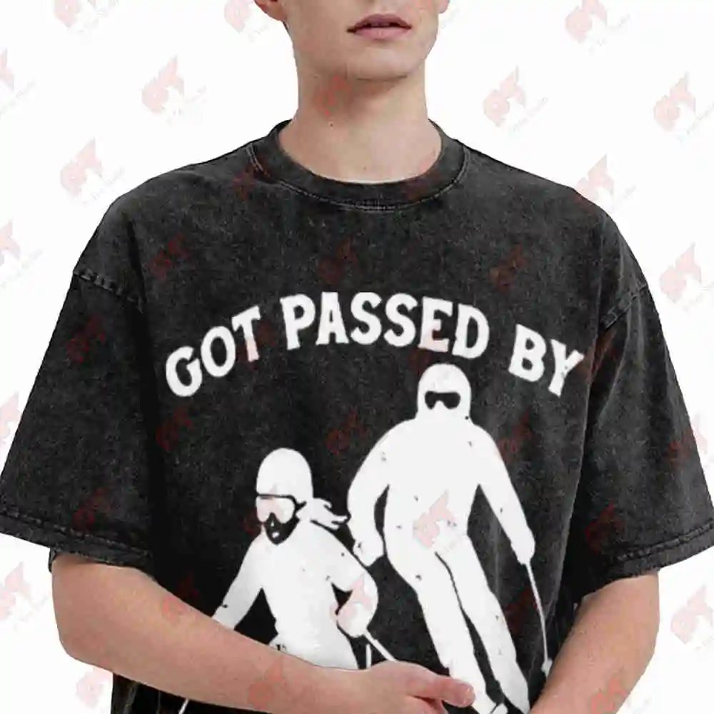 Got Passed By My Daughter Skiing Funny Ski Trip Vintage Washed Tee Pure Cotton T-Shirt
