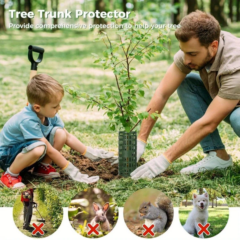 1pc Green Plastic Tree Protectors Durable Plant Protection Equipment Connectable Tree Guards For Lawn Care Gardening Accessories