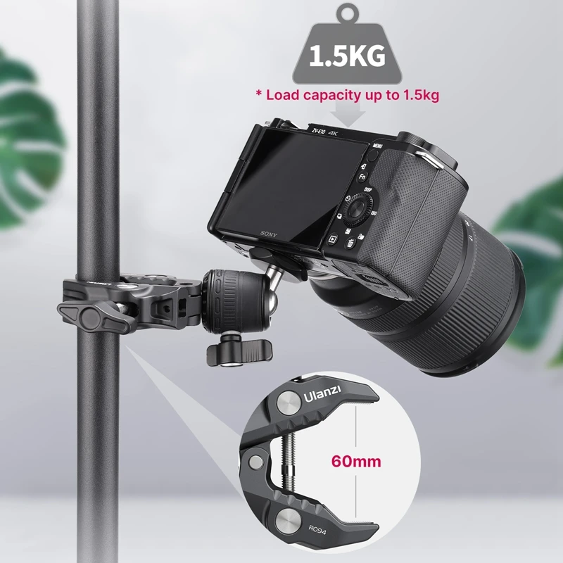 Ulanzi R099 Camera Super Clamp Mount z 360° °   Regulowana mini głowica kulowa Magic Arm 1/4 śruba do motocykla DSLR Rig Monitor