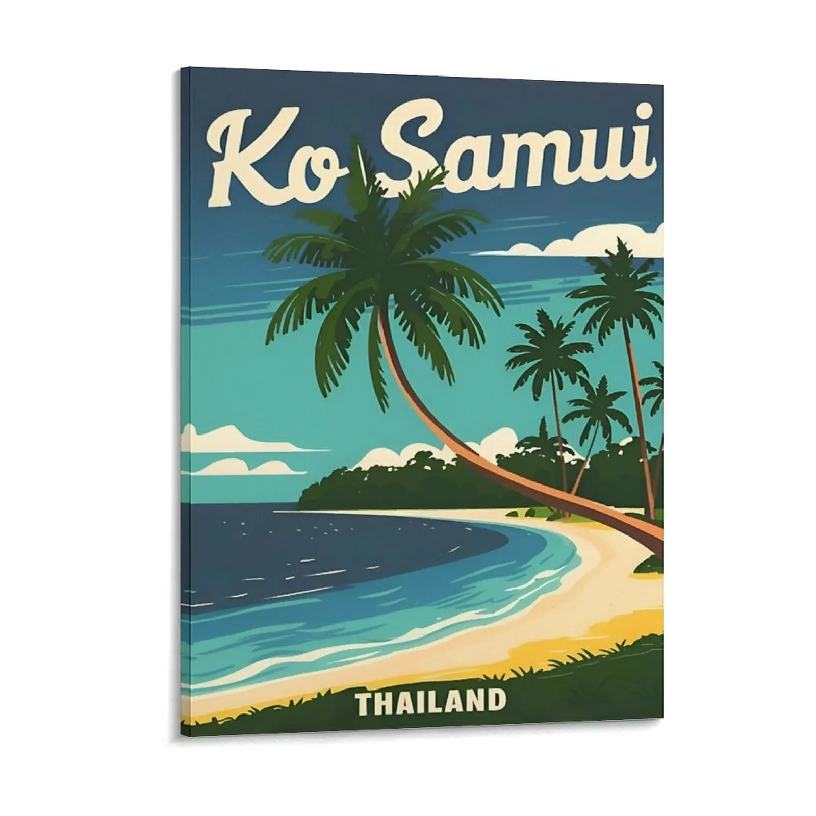 

Vintage Travel Koh Samui Thailand Beach Retro Graphic Canvas Painting Cinema Wall Decor Design Cinema Framed Wall Paintings