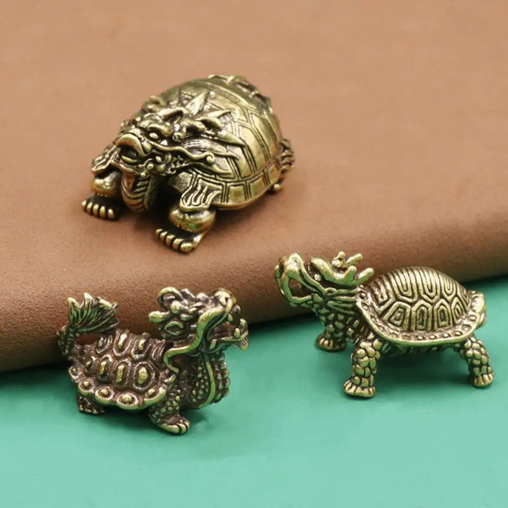 Трехмерная фигурка дракона, черепахи, символ удачи, металлическое литье, дракон, черепахи, скульптура, настольное украшение