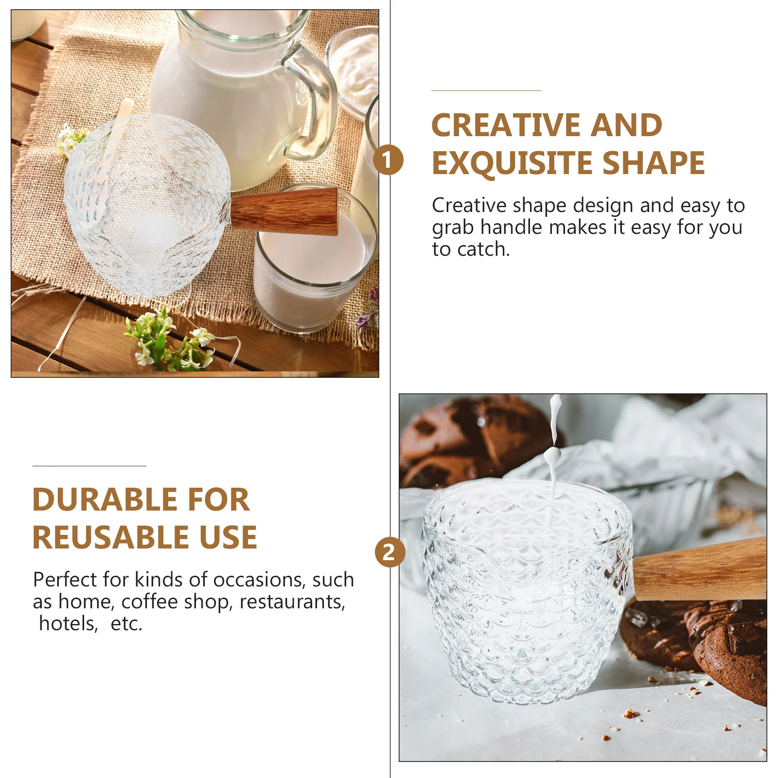 

Hammered Design Glass Milk Pitcher Transparent Creamer For Coffee Latte Cup Home Coffee Shop Use Glass Container