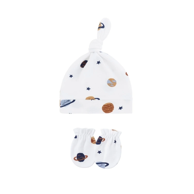 

Y4QA 3 Set Soft & Comfortable Baby Hospital Caps with Matching Mittens for 0-1 Month Boys Girls Unisex Fetal Hat & Mitts