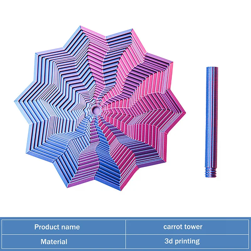3D Printed Radish Tower Toy Star Shape Fidget Toy Creative Stacking Toy Kids Hot Sale Best Gift Fun Decor