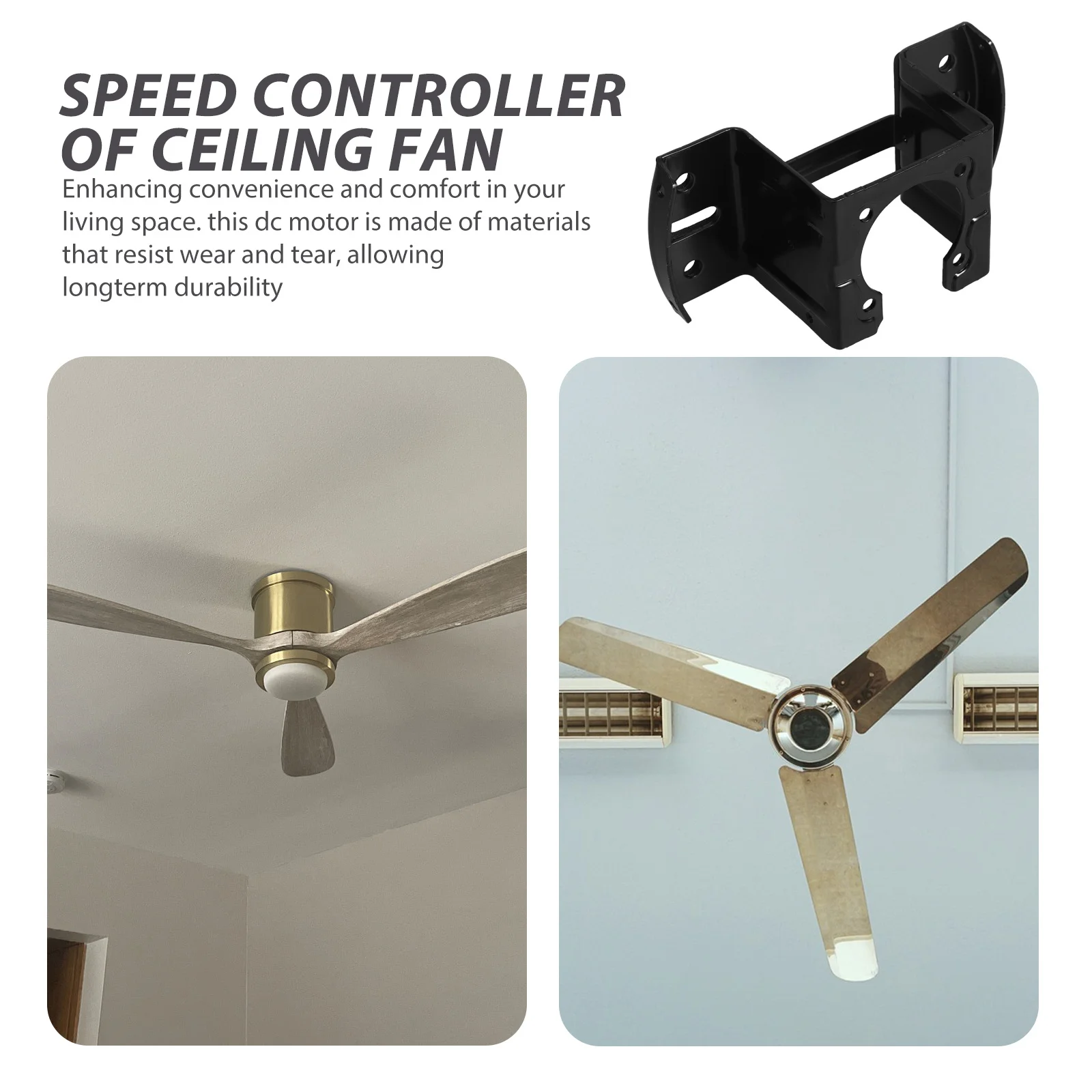 

Ceiling Fan Hanging Bracket Black Finish Side Lock Mechanism for Easy Installation Ceiling Fan Mounting Kits Accessories