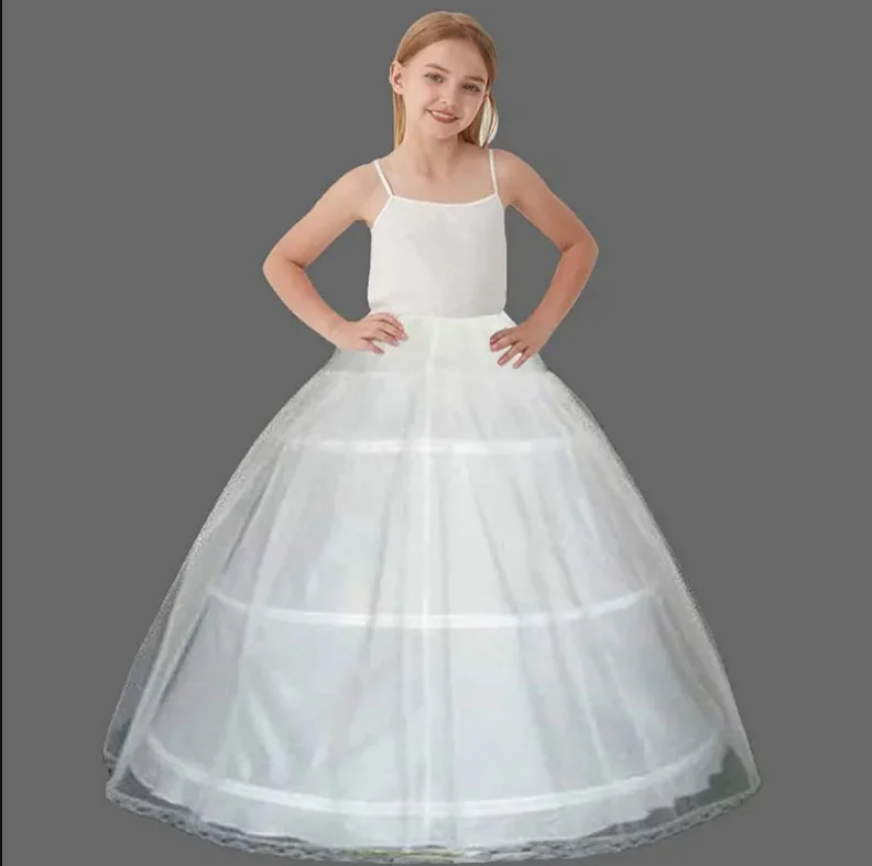 Weiße Petticoats für Kinder, Ballkleid, Hochzeit, Blumenmädchenkleid, 2/3-Reifen-Krinoline, bauschiger Kinder-Unterrock, hochwertiger Unterrock