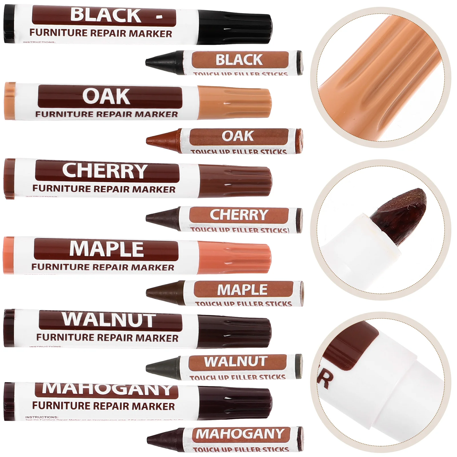 

1 set Furniture Touch-up Markers 6+ Wood Scratch Repair Paint Pen Kit Multi-function Pens Floor Restoration Wax Pencil Set
