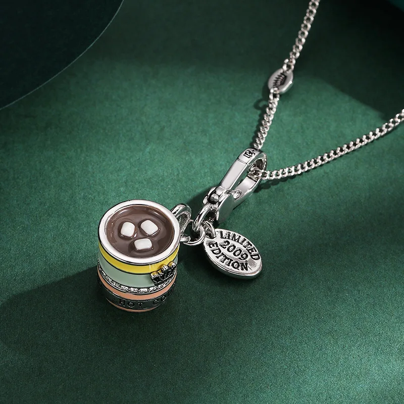 1Pc Fashion Colored Coffee Cup Coffee Cube Pendant Necklace for Women Keychain Pendant Sweet Party Jewelry Valentine's Day Gift