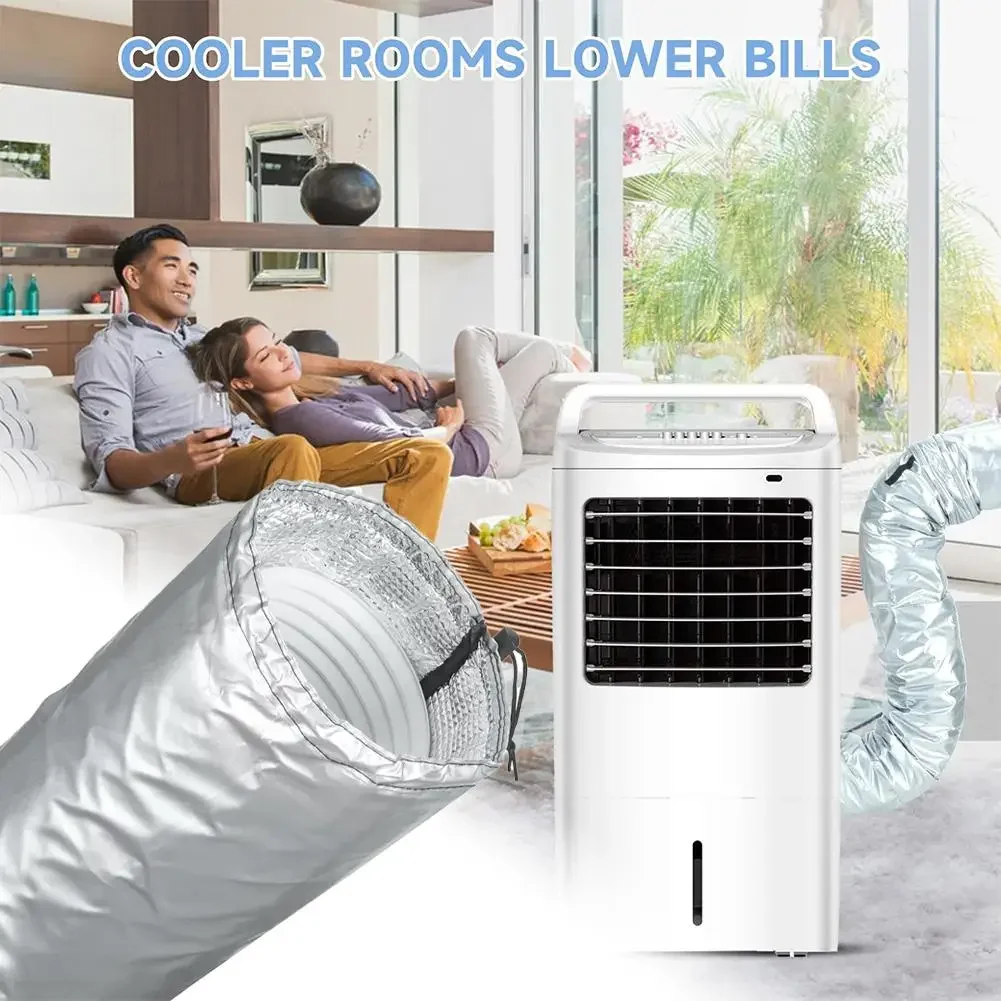 Portable AC Exhaust Hose Insulation Sleeve Silver Coated EVA Pipe Cover Waterproof Heat Insulated Duct Wrap