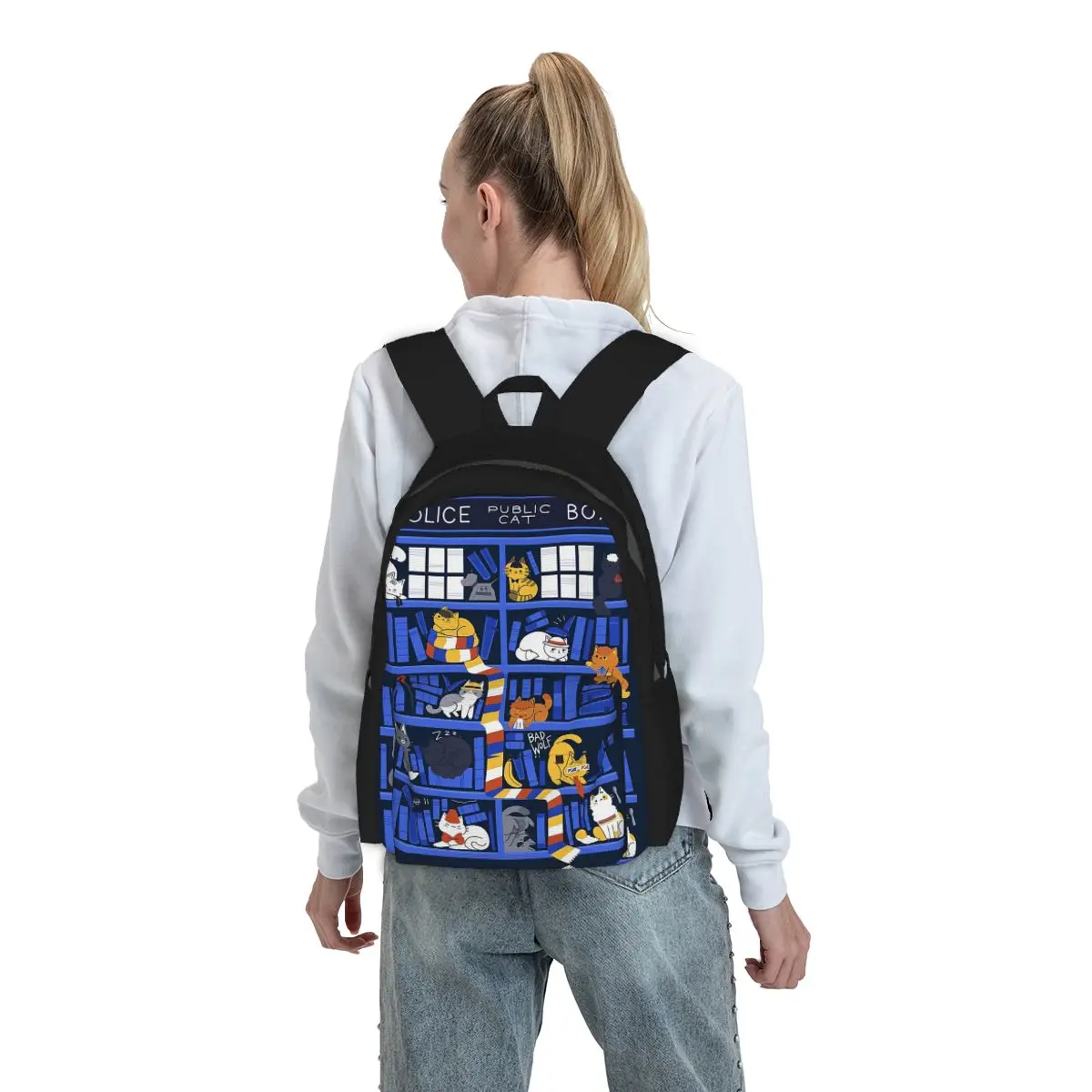 

Library Box Who Backpack Boys Girls BookBag Children School Bag Computer Shoulder Bags for Men Women