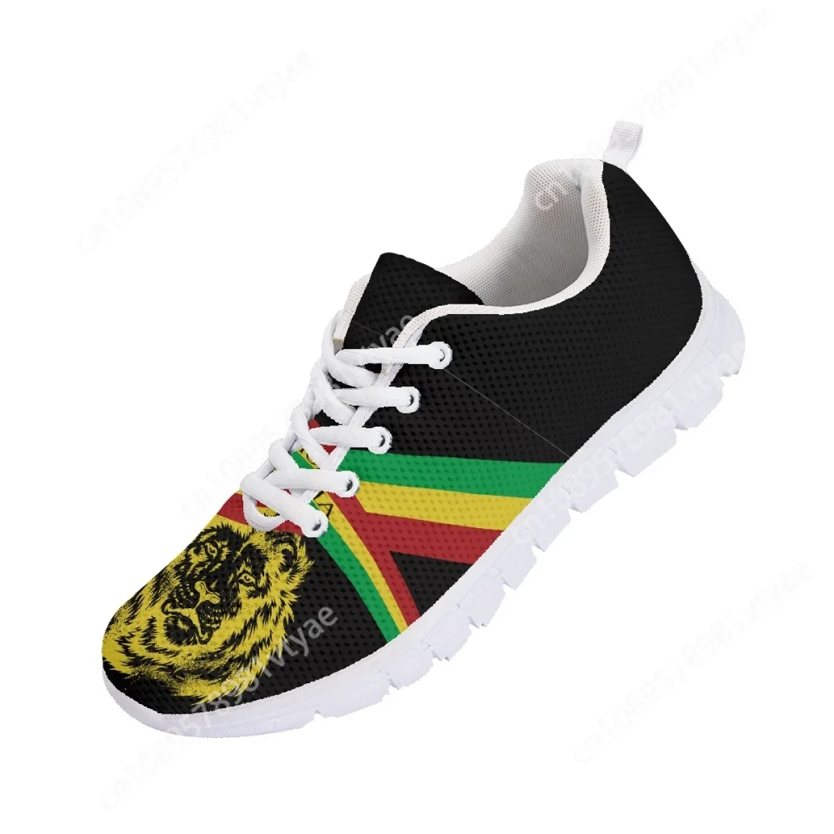 Women's Running Sneakers Ethiopia Flag Lion Of Judah Design Flat Shoes for Ladies Wear Resistant Walking Footwear Zapatillas