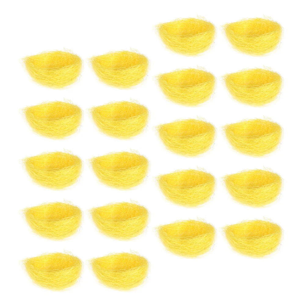 

20 Pcs Modern Snake Decor Bird's Nest Plate Decoration Decors Simulation Adornments Artificial Yellow Nests Thread