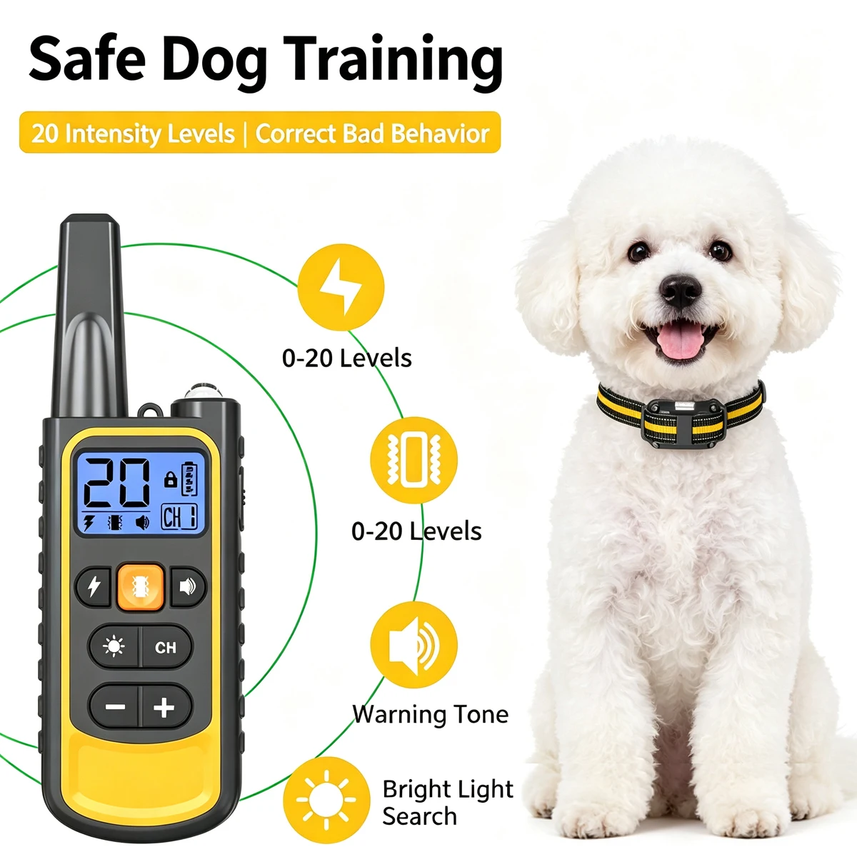 Remote Control Rechargeable Dog Waterproof Electric Shock Training Anti-barking Collar Two Dogs Supplies Pets Accessories