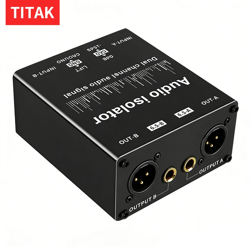 1Pcs Dual-Channel 6.5 XLR Mixer Audio Isolator Eliminates Current Noise Audio Signal Isolator for Sound System Setup
