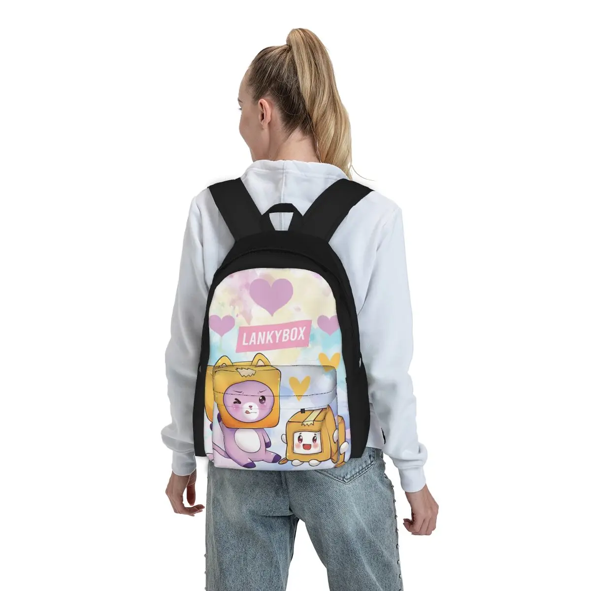 Divertente youtuber per bambini Lankybox donna zaino Casual bambini borsa da scuola Laptop Mochila bambini borsa a tracolla impermeabile