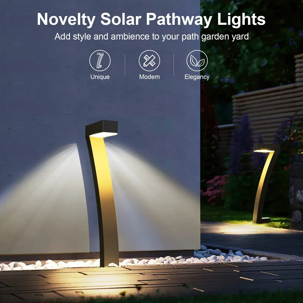 Outdoor Solar Pathway Lights, lâmpada LED de 7 formas, luzes de garagem à prova d'água para decoração do quintal, Auto On and Off, Garden, 4 Pack