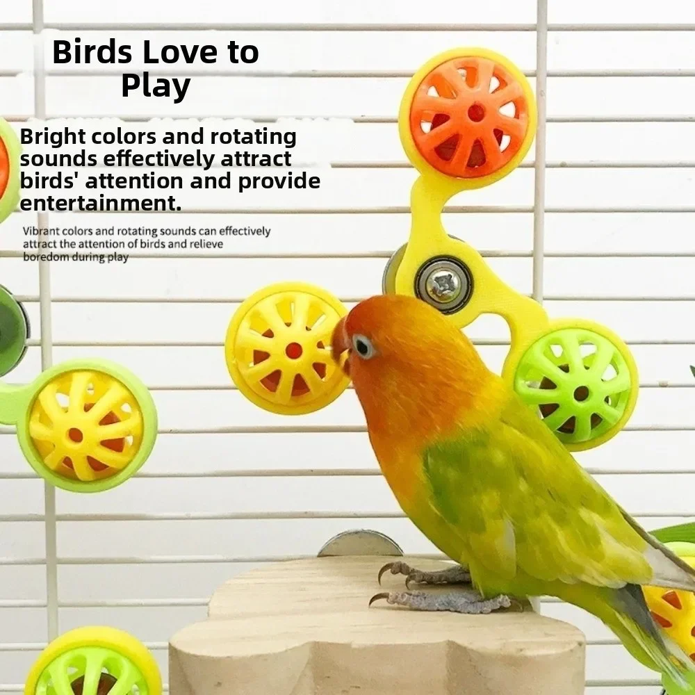Parrot Toys Interactive Rotating Windmill Toy Bird Cage Toy For Parrots Rotating For Stimulation Entertainment Play Chewing