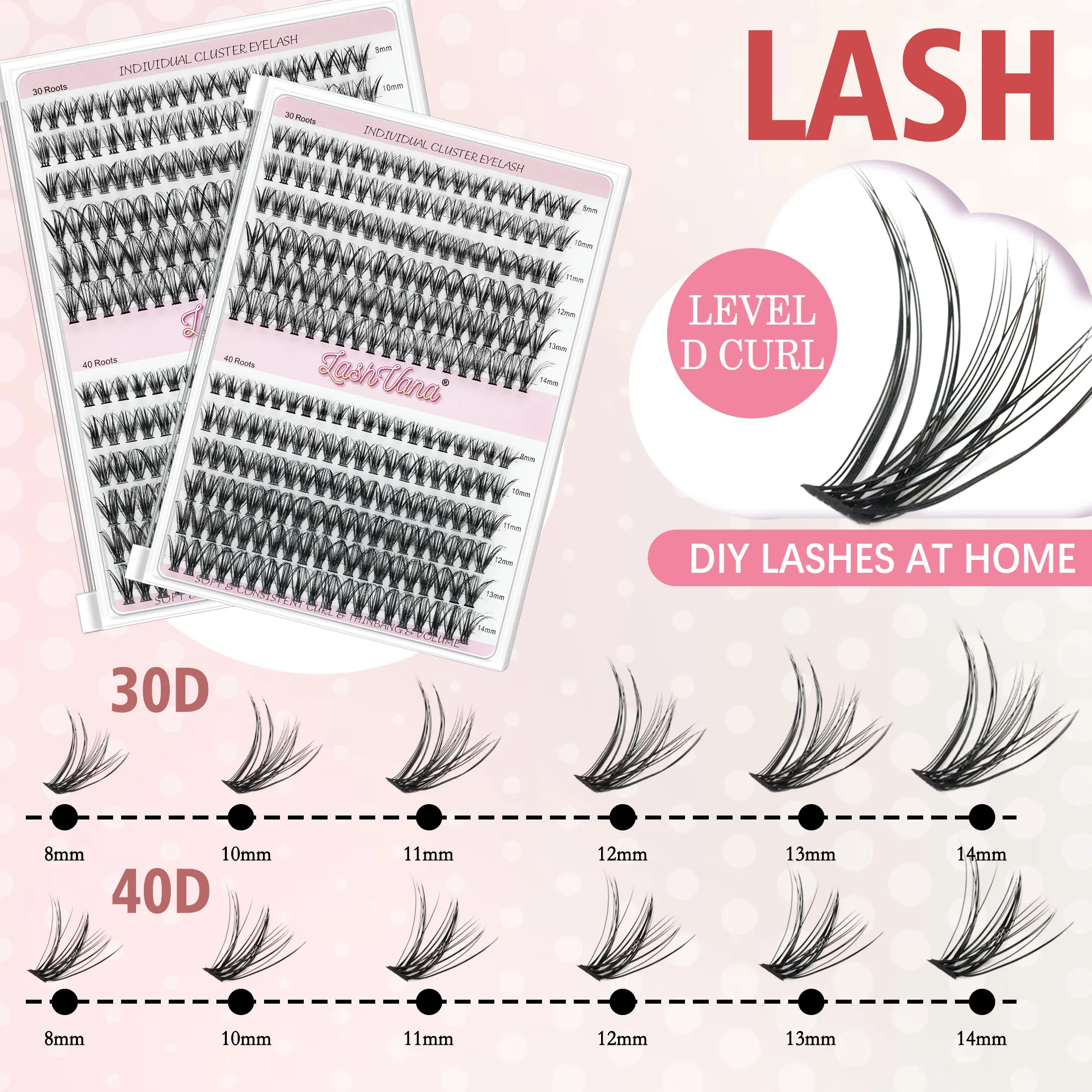 Kit di estensione ciglia fai-da-te 240P Cluster ciglia individuali con pinzette per rimozione legame e guarnizioni Pennello per ciglia per set di trucco per autoapplicazione