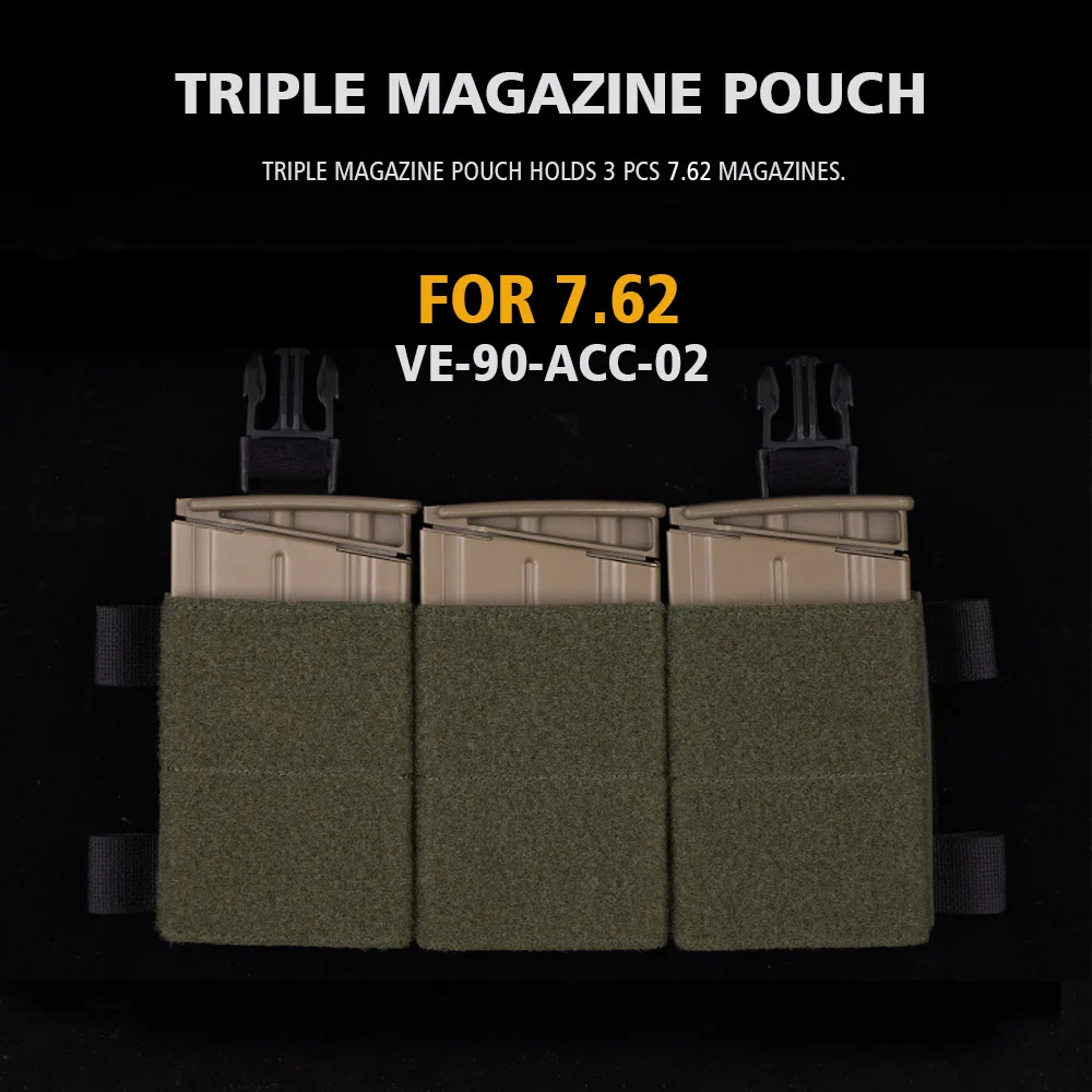 Triple 556/762 Mag Pouch for Air soft Hunting Vest Plate Carrier 2.5CM Buckle CS Games Mag Pouches With Nylon Support Clip