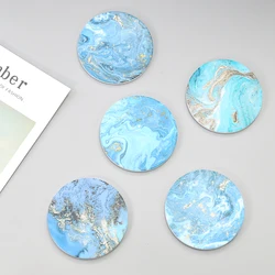 Round Ceramic Absorbent Heat Insulation Coaster Marble Pattern Coaster Mug Insulation Cork Cup Placemat Home Decoration Crafts